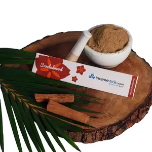 Sandalwood Incense 8" 10 Sticks - Scented Aroma Bamboo Fragrance Trial Pack for Tranquility & Serenity
