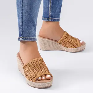 Women's Wide Width Wedge Slides Sandals, Slip on Plateform Wedge Pump Heel Casual Summer Sandals for Women.