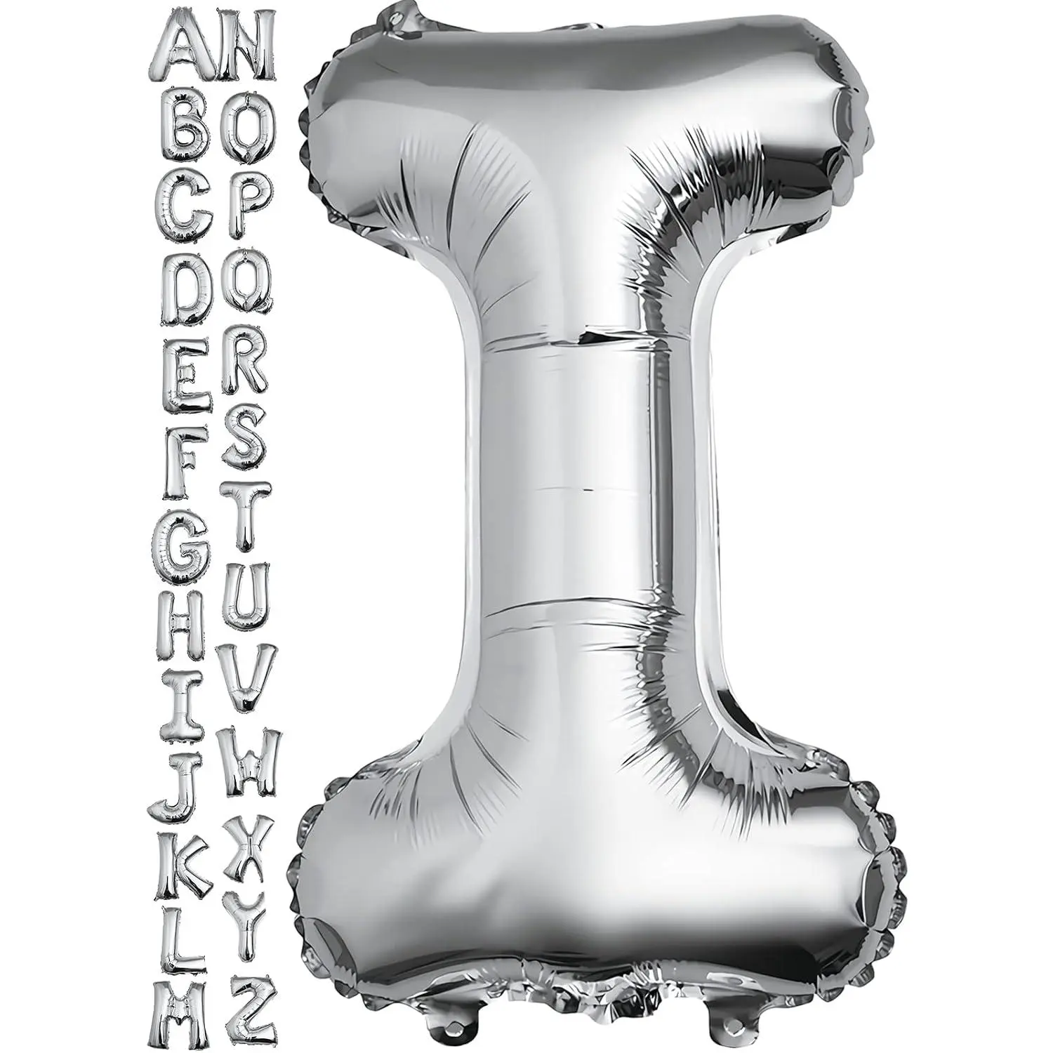 40 Inch Silver Letter I Balloon, Big Size Alphabet Foil Mylar Helium Balloons For Birthday Party Celebration Wedding Anniversary Baby Shower Decorations Supplies Alphabet I