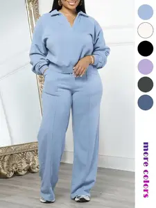 Women's Solid Long Sleeve Sweatshirt & Drawstring Waist Pants Set Casual Fashion Cozy Two-Piece Outfits for Daily Outdoor Wear Slim-Fit Autumn Wear