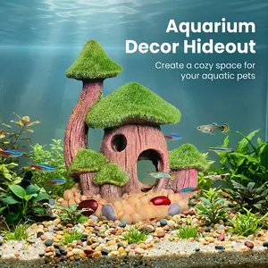 Aquarium Scenery Velvet Moss House, Fish Shrimp Hideaway, Turtle Hamster Pet Cavern Decoration, Suitable for Pet Tank Aquarium Decor