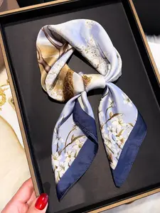 Women's Elegant Plants Print Square Scarf, Casual Soft Comfortable Fashionable Scarf for Daily Wear, Fashion Accessories for Women & Girls, Floral Print Scarf