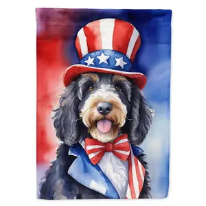 Bernedoodle Patriotic American Garden Flag Mailbox Flag Decorative Yard Flag Banner Outside Patio Artwork Yard Flower Beds, Garden Size, Multicolor