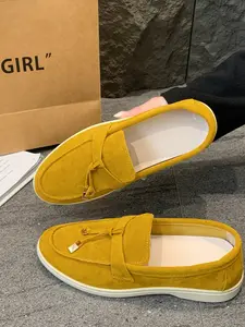 New Women's Velvet Round Toe Loafers with Metal Buckle, Flat Slip-On Casual Shoes, Vintage Versatile Footwear, Multiple Colors Available