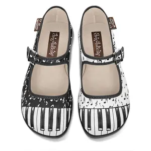 Hot Chocolate Design Thank You Music 2 Women's Mary Jane Flat Shoes with Adjustable Buckle-Strap, Cushioned Inner Sole with Arch Support and Non-Marking Rubber Sole