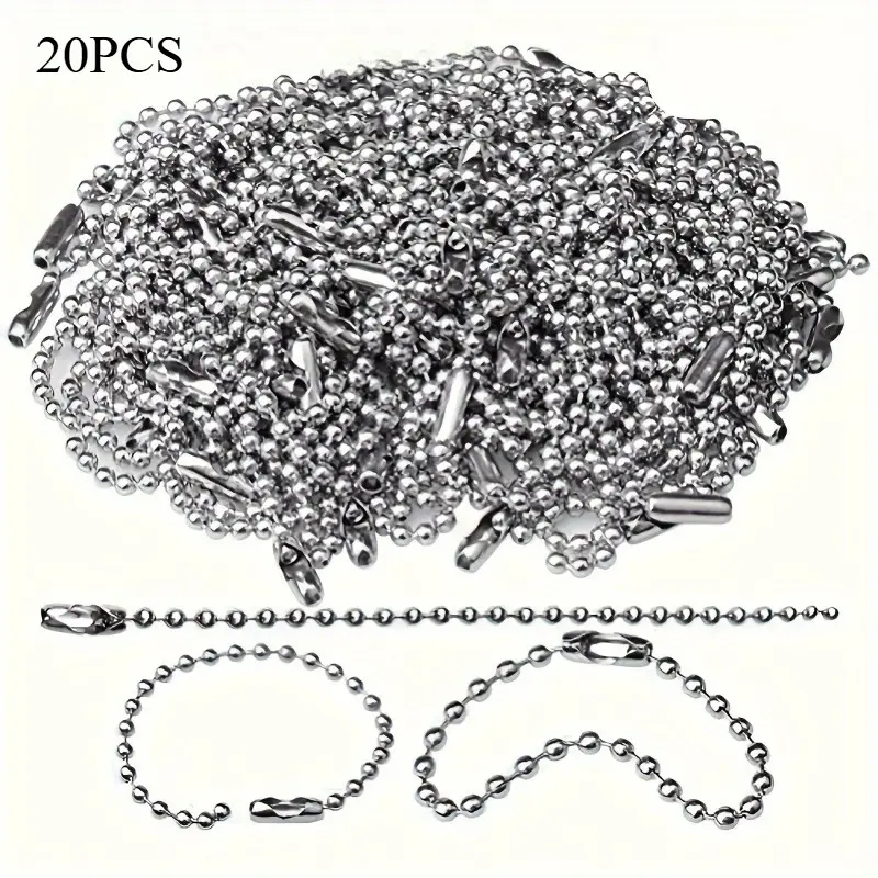 Metal Bead Chain with Ball Joint Buckle Keychain Ring Metal Bead Chain Dog Tag Chain DIY Jewelry Making Materials