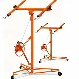 Garvee Drywall Lift 16 Ft, 150 LBS Capacity, Heavy Duty Drywall Panel Lifter with 4-9.5 Ft Adjustable Telescopic Arm & 3 Lockable Wheels for Home and Construction