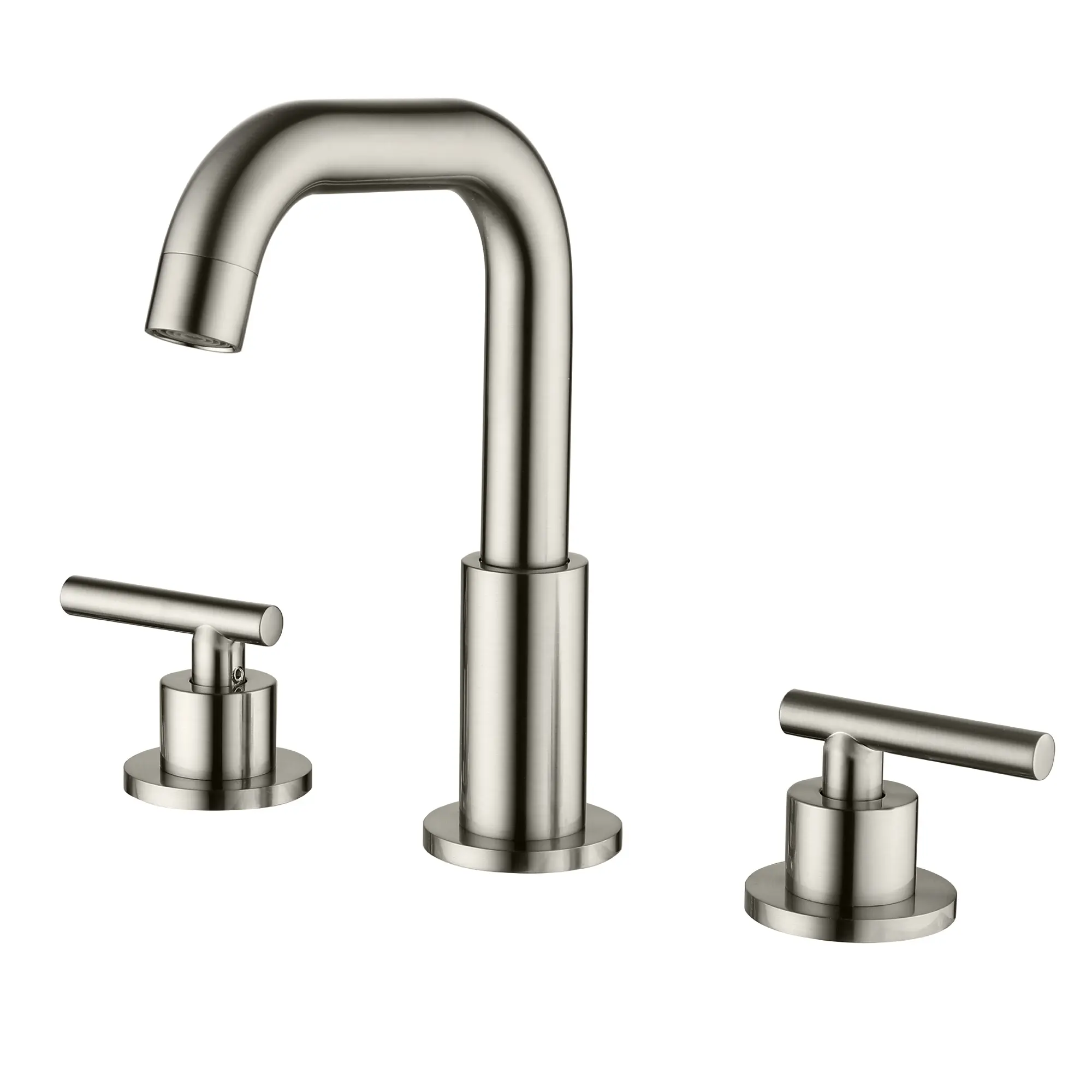 3 Hole Bathroom Faucet, 8" Widespread Double Handle Brass Vanity Sink Tap with Supply Hoses Included, Matte Black, Brushed Gold, Brushed Nickel