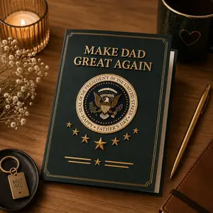 Green Make Dad Great Again Card | Funny Father's Day Gift | 5x7 Inch Greeting Card + Envelope