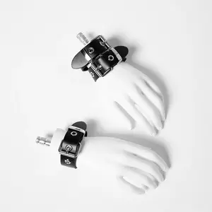 Punk Style Vintage Black PU Leather Metal Buckle Wide Men Cuff Bracelet Personality Belt Buckle Adjustable Bangle Couple