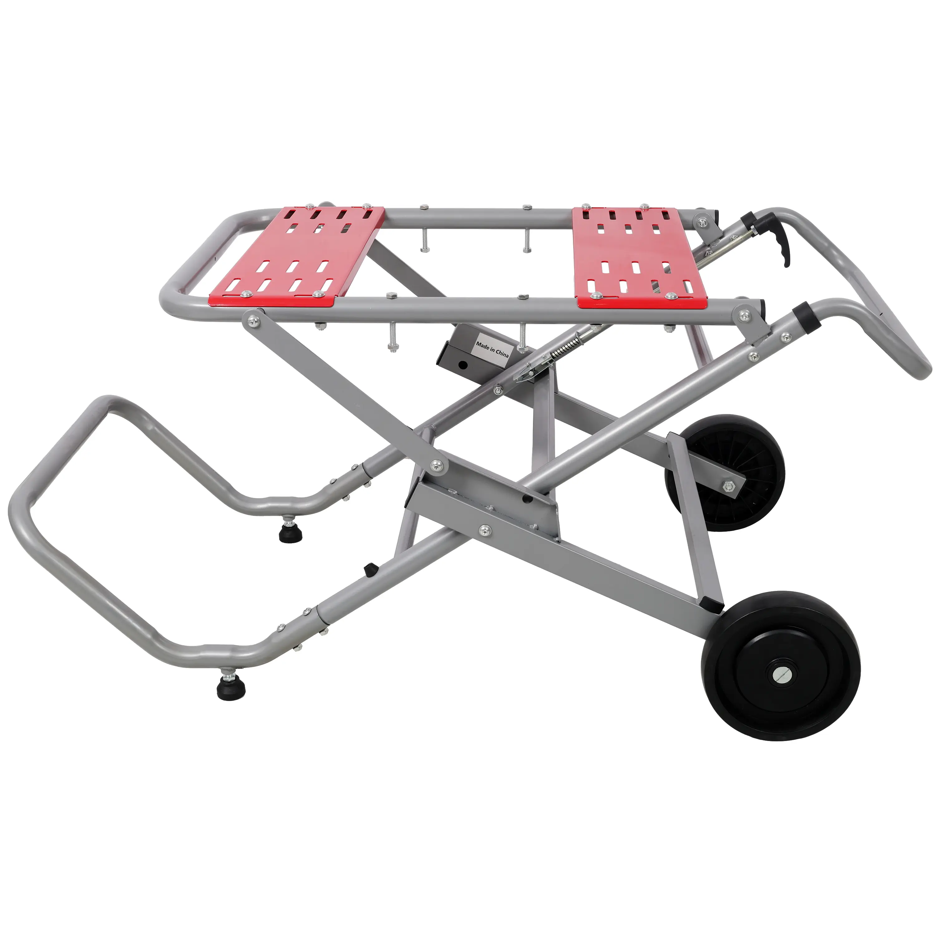 All Steel Heavy Duty Rolling Foldable Table Saw Stand - Universal Portable Woodworking Base with 8-inch Wheels, Adjustable Height, Quick Release Fittings, Compact Storage, Effortless Rolling, 330 lbs Load Capacity, Workpiece Support for Garage Workshop, N