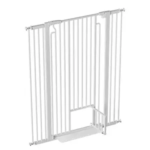 Auto Close Safety Pet Gate, 1.37" Narrow Bar Spacing, NO Drilling Pressure Mount Kit for Cats and Dogs, White