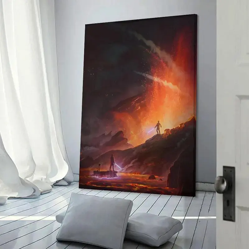 Aovvhing Obi- Wan Kenobi VS Anakin Poster Wall Art Canvas Prints Star Movie Wars Posters for Bedroom Wall