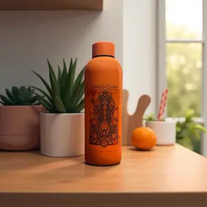 QueenLocGoddess Orange Custom Water Bottle with Unique Design and Cork Lid for Everyday Use