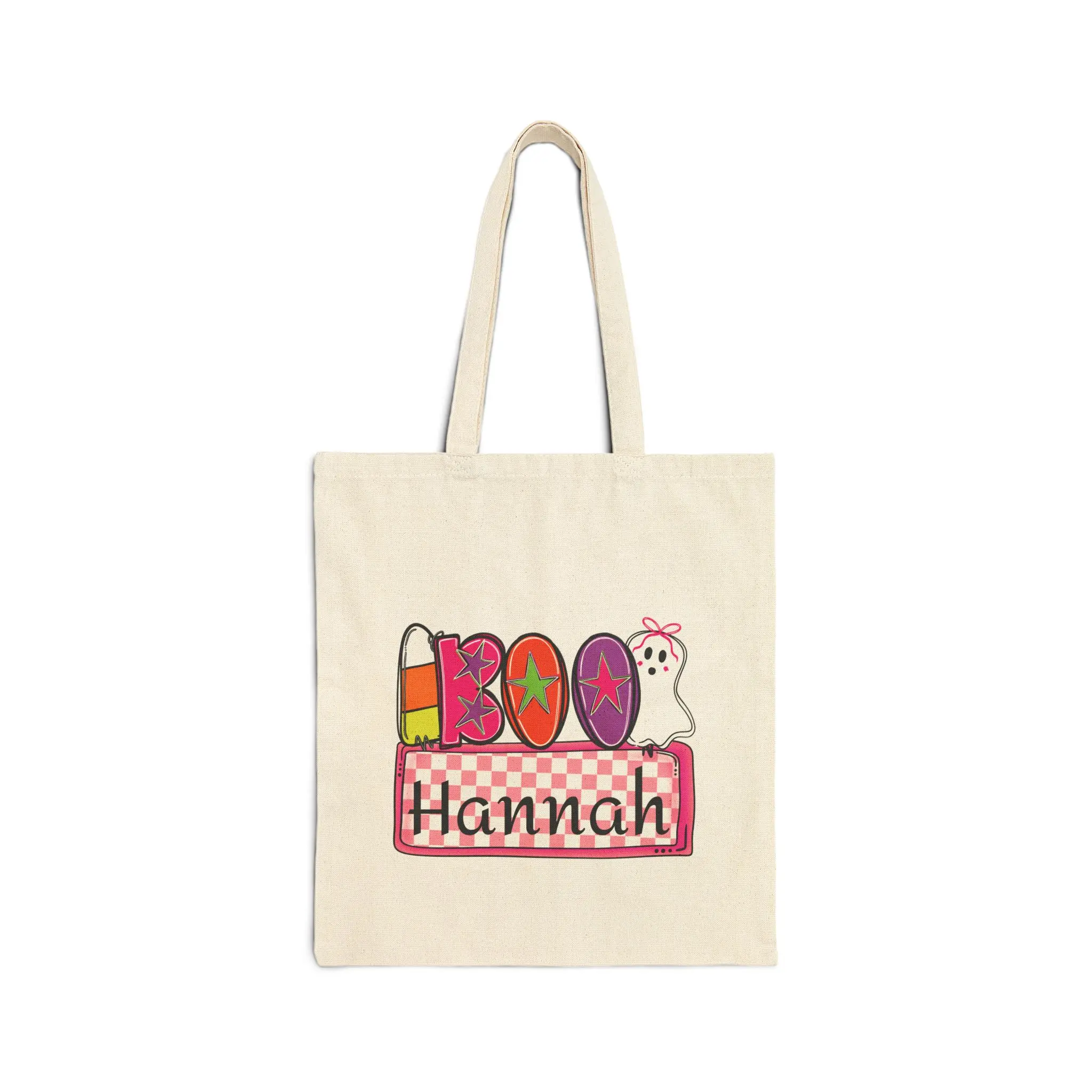 Personalized Halloween Cotton Tote Bag | Boo Design, Eco-Friendly Bag, Trick or Treat Bag, Gift for Kids, Custom Name Tote