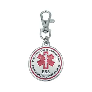 ESA Dog Accessories Emotional Support Animal Double Sided Red Medical Alert Symbol Medal Tag for Medium to Large Dogs Use for Collars Harness Vest Easy to Switch Pet ID