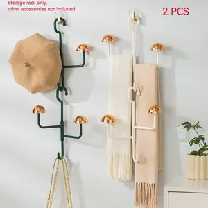 2-Piece Home 360° Rotating Mushroom-Shaped Hooks for Scarves, Hats, and Keys, Space-Saving Design for Autumn & Winter Organization