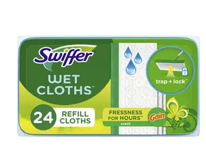 Swiffer Sweep + Mop, Wet Pads Refill, Floor Cleaner, Cleaning Cloths, Gain, 24 Count