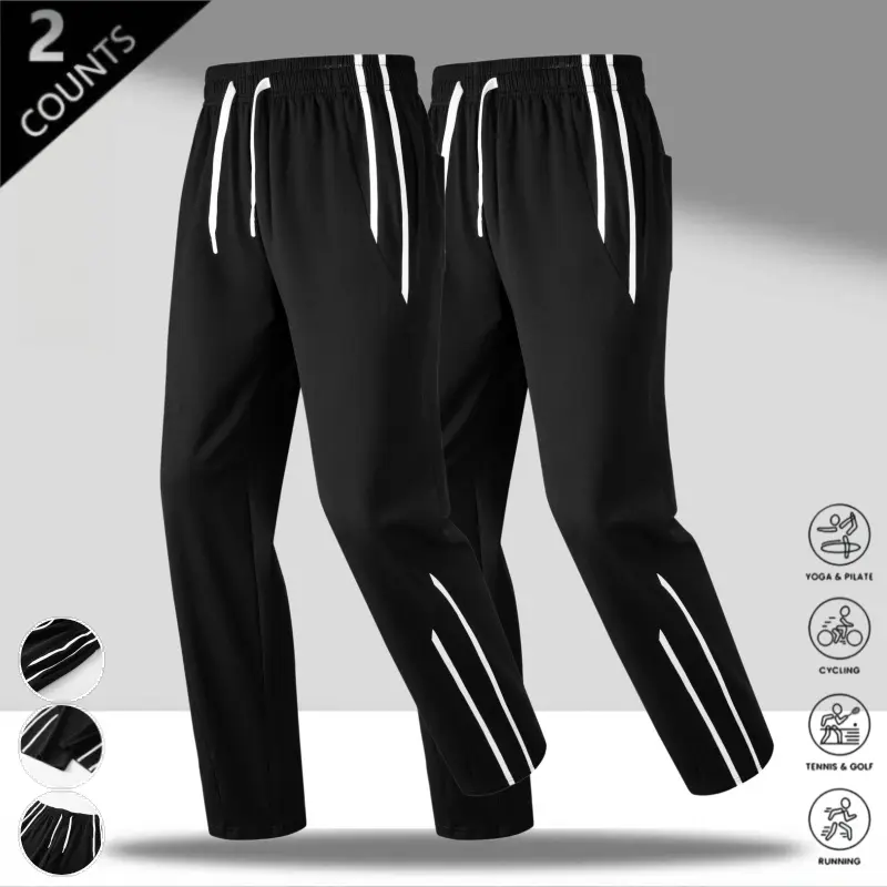 Men's sports jogger pants two-piece set black and gray colorblock with side stripes, casual sporty style versatile sweatshirt T-shirt, drawstring waist fits snugly + ankle cuffs stylish and neat, comfortable and breathable fabric allows free movement with