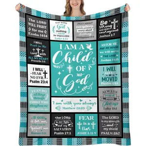 Christian Faith Flannel Throw Blanket - 2026 Valentine’s Day Gift for Women & Girls, Inspirational Religious Blanket for Couch Bed Prayer Time Home Use, Ideal Birthday Baptism Present (Multi-Size Options)