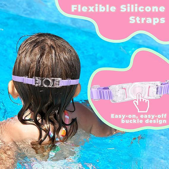 Kids Swimming Goggles, 2 Counts/set Anti-fog Goggles with Earplugs, Wide Vision Design Comfortable Silicone Material Goggles for Boys & Girls, Diving Swimming Goggles for Pool Beach Training Water Sports Use