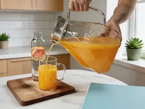 1-gallon glass water pitcher with lid and extra-wide mouth. Safe for hot & cold drinks, perfect for water, juice, iced tea and daily beverages