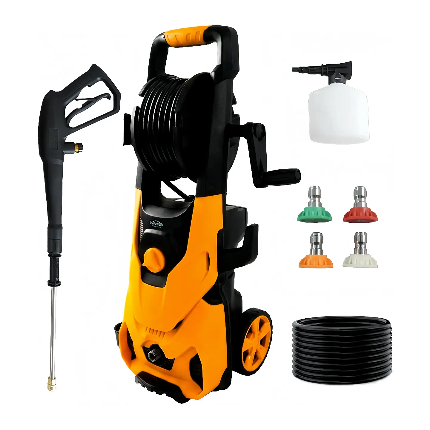 [Deals For You Days] HoldwellS Electric Pressure Washer for Heavy Duty Car Wash & Home Cleaning, 5000 MAX PSI 3.2 GPM Power Cleaner with Hose Reel, 33FT Hose, Filter, 4 Nozzles & Foam Cannon for Driveway | Father's Day Gifts for Dad