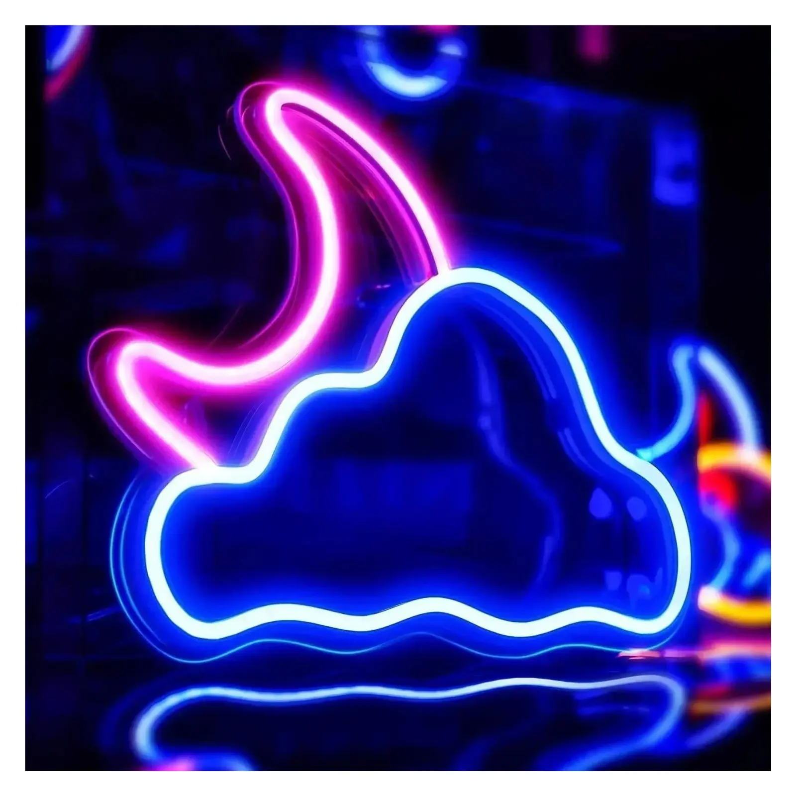 Sign Illuminated Cloud Moon Neon Sign For Wall Decor LED Light For Bedroom Game Room Home Illuminated USB Powered Night Lamp 34cm×26cm Sign Lamp