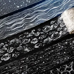 Wave Snowflake Texture Pet Tape Roll, Handmade DIY Decoration Scrapbook Magazine Album Sticker Strip, Craft Supplies for Journaling, Scrapbook Photo Album, Scrapbook Materials