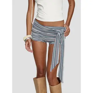 Eldric Tie Waist Micro Shorts Blue Multi Stripe