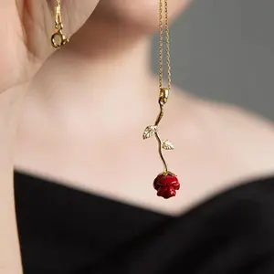 Rose Necklace Beauty And The Beast ¥ A Rose Necklace ¥ Rose Gift Ideas