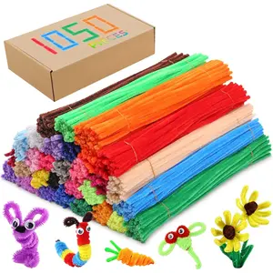 Pipe Cleaners Chenille Stems 1050 count 30 Assorted Colors for Craft Arts Creative DIY Projects Decorations, 6mm x 12inch Fuzzy Colored Chenille Stem Sticks Set Craft Supplies for  and Adults