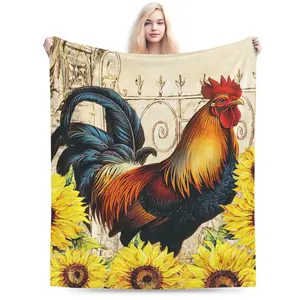 Rooster Blanket Chicken Fleece Throw Blanket Super Soft Warm Cozy Fuzzy Plush Roosters Stuffed Animal Blanket Gifts 40X50