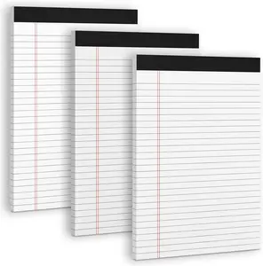 3 Pack White Legal Pads 8.5 X 11 Note Pads, Wide Ruled Notepads, Micro Perforated Lined Note Writing Pads 30 Sheets per Notepad Double-Side Printed Legal Note Pad 8.5X11'' for Home, Office, School Roneky