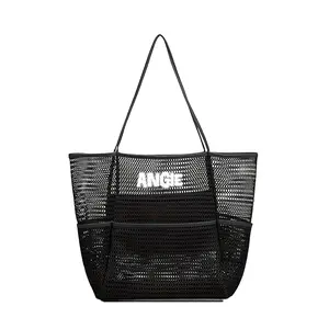 Personalized Embroidered Mesh Beach Tote Bag