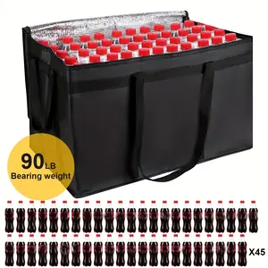 Large Capacity Reusable Foldable Insulated Food Bag, Perfect for Pizza Delivery, Keeps Food Hot or Cold, Ideal for Shopping Use