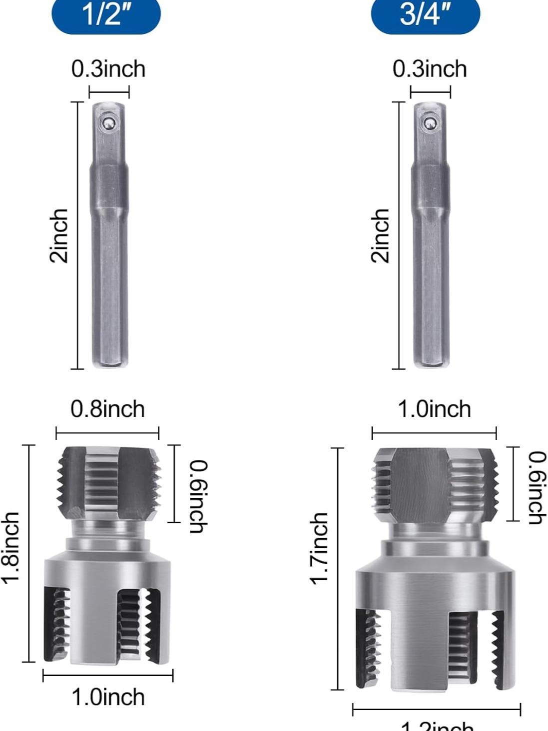 2PCS PVC Pipe Threader Kit - Dual-Function Internal & External Pipe Threading Tool for 1/2"& 3/4" PVC/Plastic Pipes