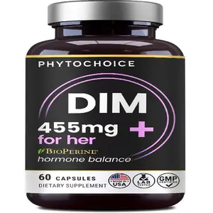DIM for Women 350mg High Potency with BioPerine® & Broccoli Extract – 455mg Total Complex for Hormone Balance, Estrogen Metabolism, PMS & Menopause Support, Clear Skin & Women’s Wellness, 60 Capsules