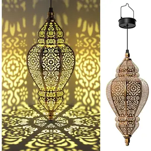 Moroccan Hanging Solar Lights Outdoor Lantern Bidirectional Availabili Garden Decor  Plastic  Decorations for Patio Pathway Yard Backyard Solar  Garden Decorative (1, )