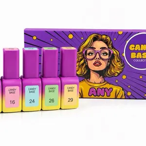 GANY Candy Base Collection - 5 Pastel Rubber Base Gel Set, 12ml Each, Self-Leveling UV/LED Nail Gel