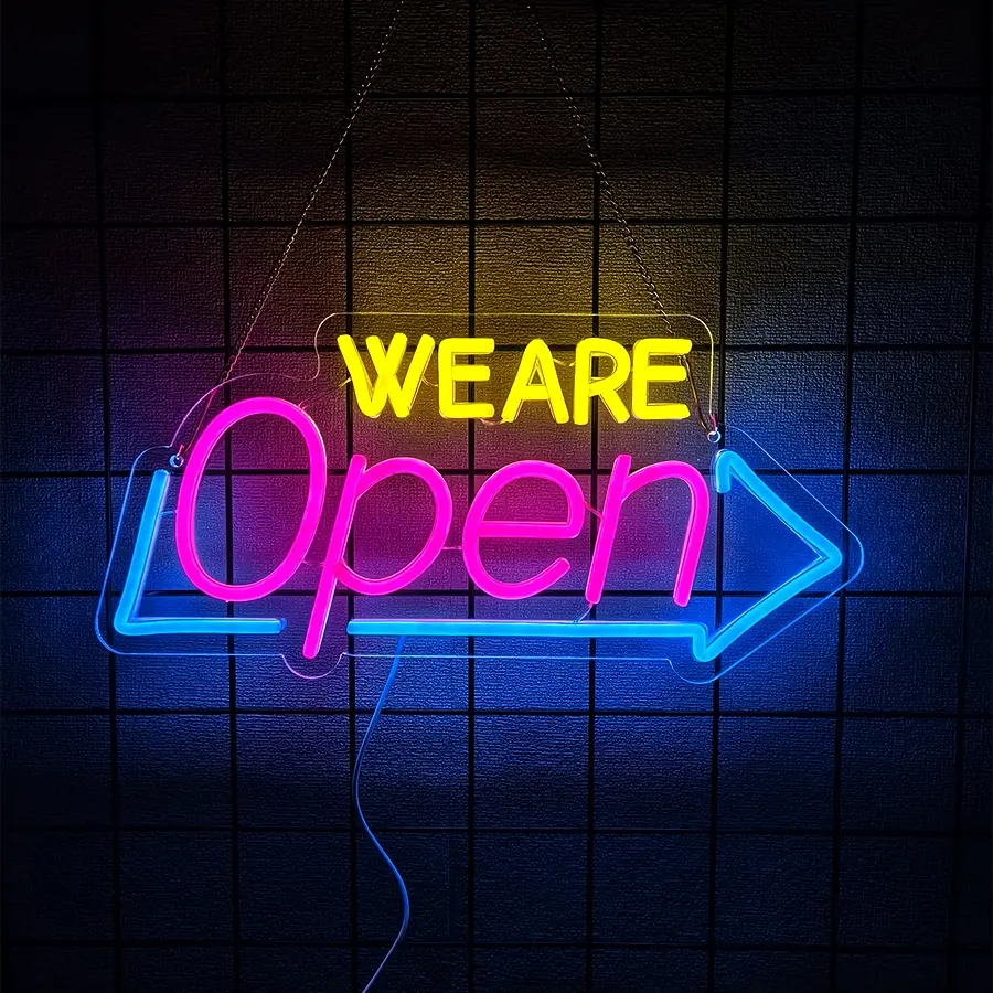 We Are Open Led Neon Light Sign Business Coffee Shop Store Bar Restaurant Pub Salon Hotel Welcome Door Window Wall Decor Sign USB Powered Easy Hanging