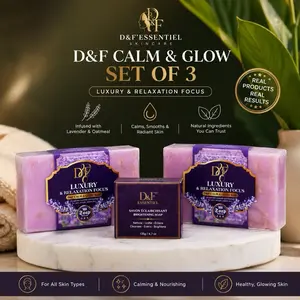 D&F Luxury Skincare Soap Set (3-Piece) – Relaxation-Focused, Skin-Calming, Glow-Nourishing Radiance Boost for Self-Care Routines Daily Soothing