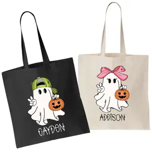 Trick or Treat Candy Graphic Tote Bags - 100% Cotton Canvas Tote Bag Print To Order