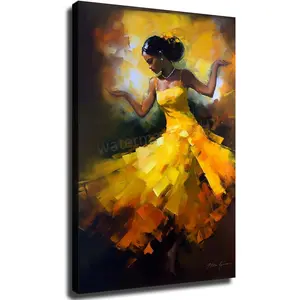 Flamenco Spanish Woman Dancing Dancer Poster Wall Art Canvas Painting Picture Print Living Room Bedroom Decor (8x12inch)