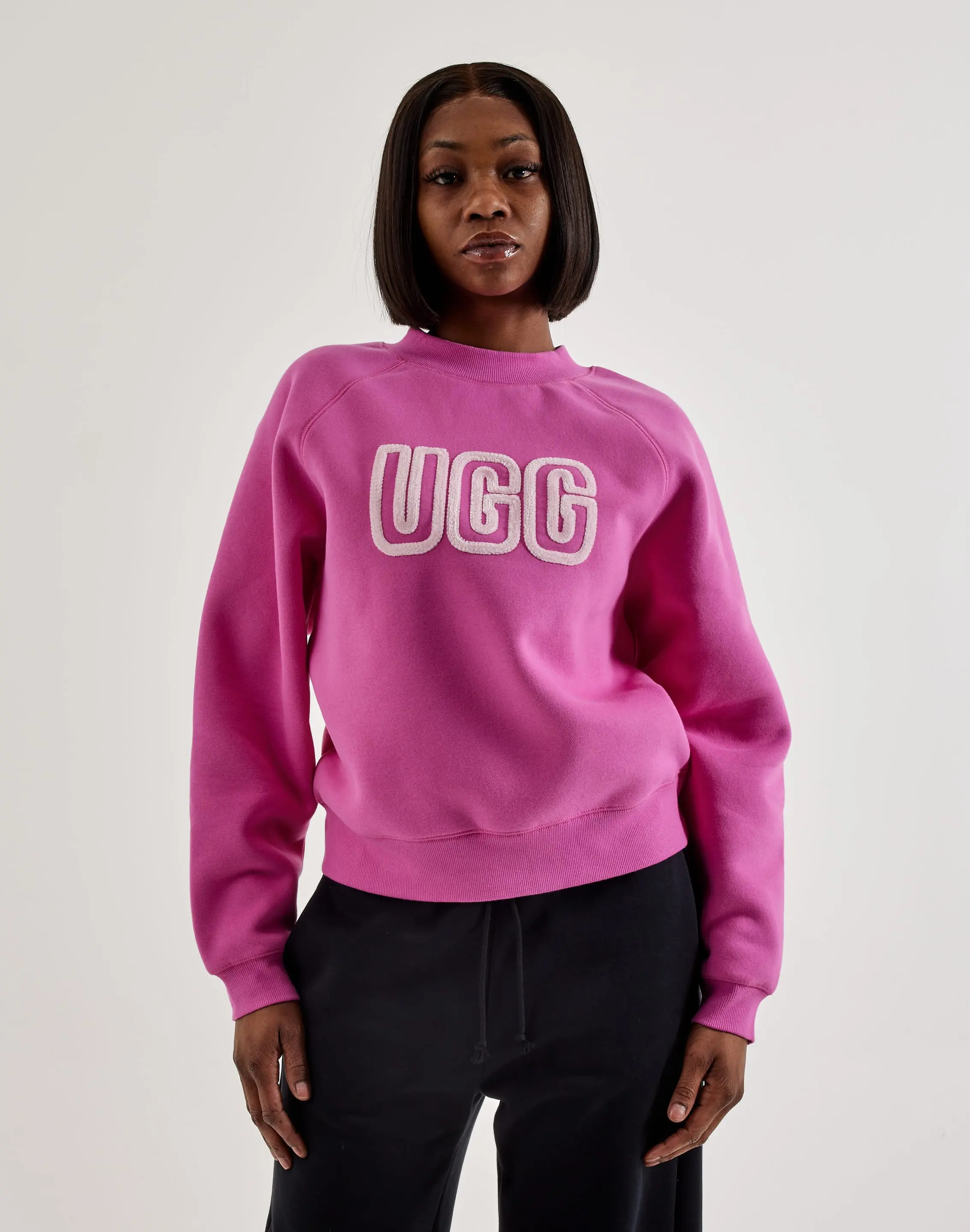 Womens UGG Logo Crewneck Fleece Sweatshirt Womens UGG Logo Crewneck Fleece Sweatshirt