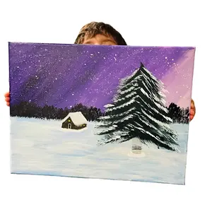 Purple Night in the Snow Canvas 16x12 - Perfect for Home Decor