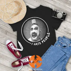 Spaulding I Hate People Vintage T-Shirt, Captain Spaulding Shirt, Halloween Shirt, Horror Clown Shirt, Gift Tee For You And Your Friends