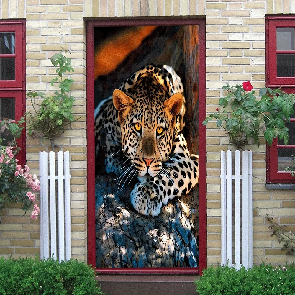 2pcs This leopard wall sticker uses high-definition printing technology, with and vivid colors, showing the wild charm and power of leopards. Made of high-quality environmentally friendly materials,