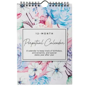 Perpetual Floral Wall Calendar for Birthdays and Anniversaries -12 Months - Dates to Remember Book - Journal for Important & Special Days - Wall Hanging Date Organizer 6 x 9 inches