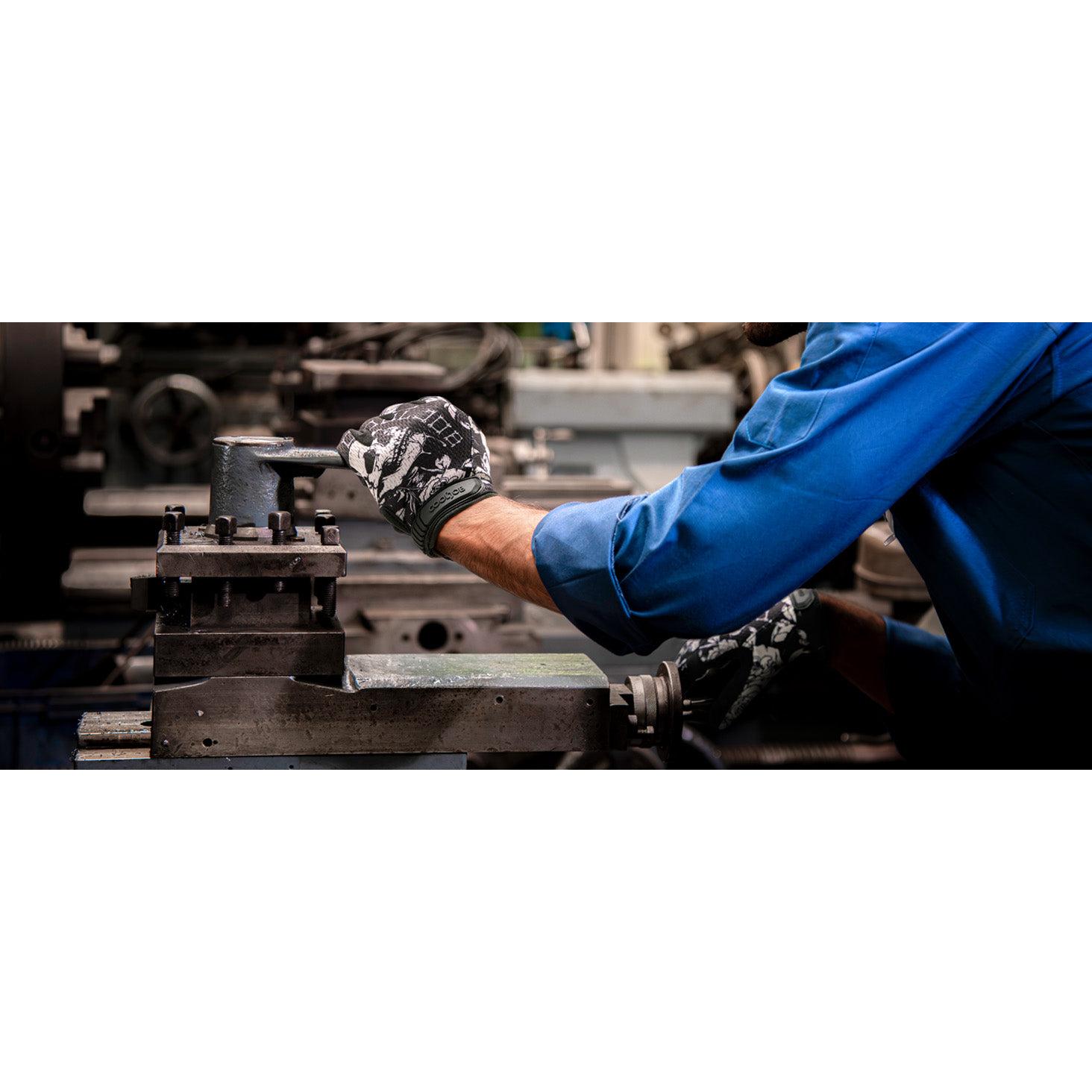 COOLJOB Mechanic Safety Work Gloves, Enhanced Anti-Slip Grip Tactical Gloves, Touchscreen (Skull)